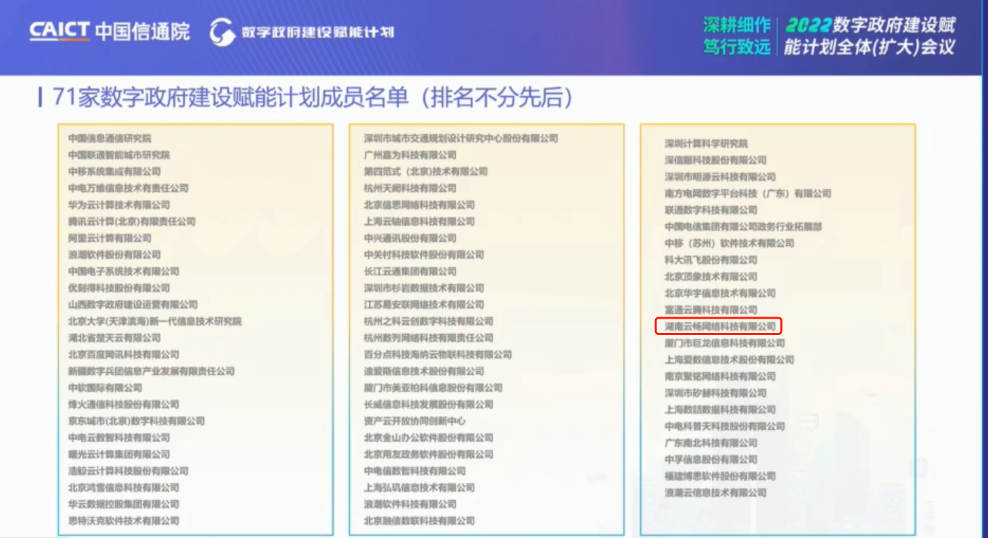 实力认证｜云畅科技正式成为中国信通院“数字政府建设赋能计划”成员单位